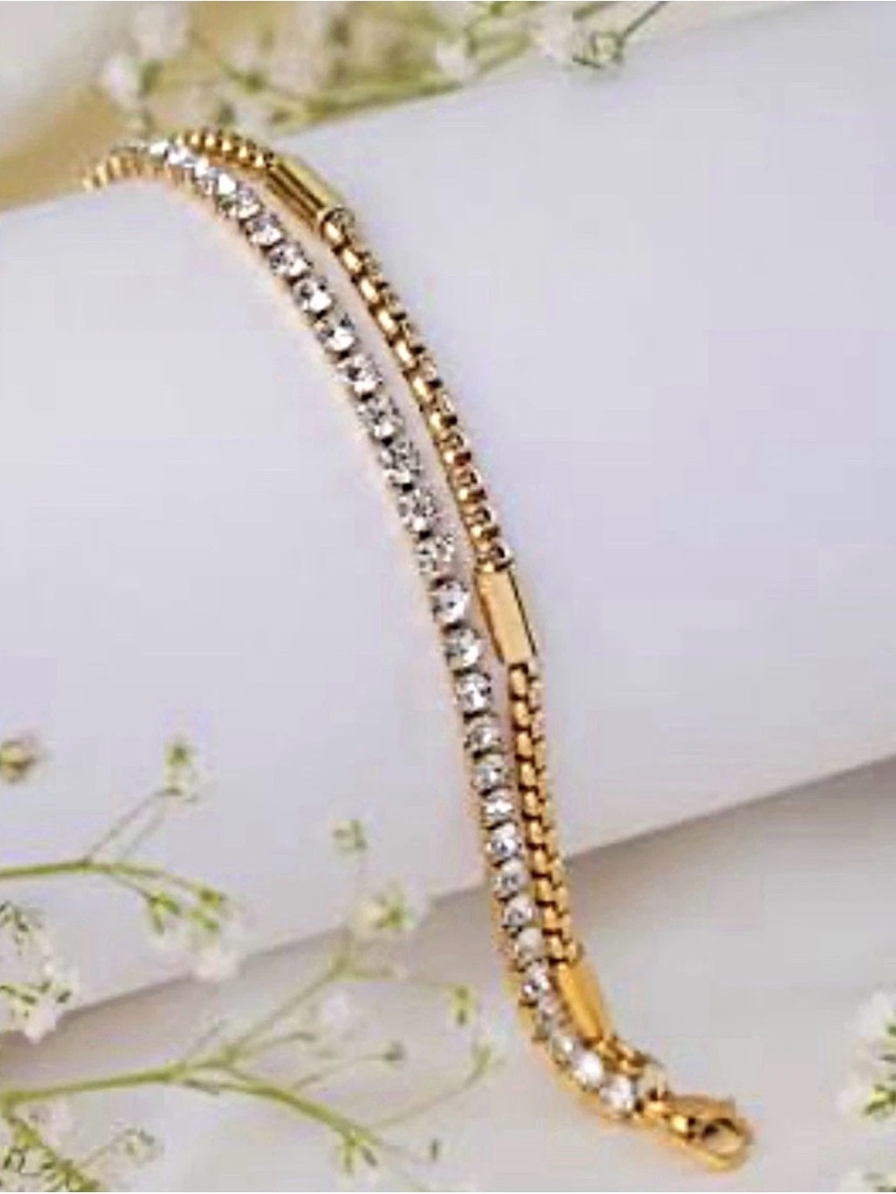 Elegant Gold-Tone Crystal Bracelet for Women
